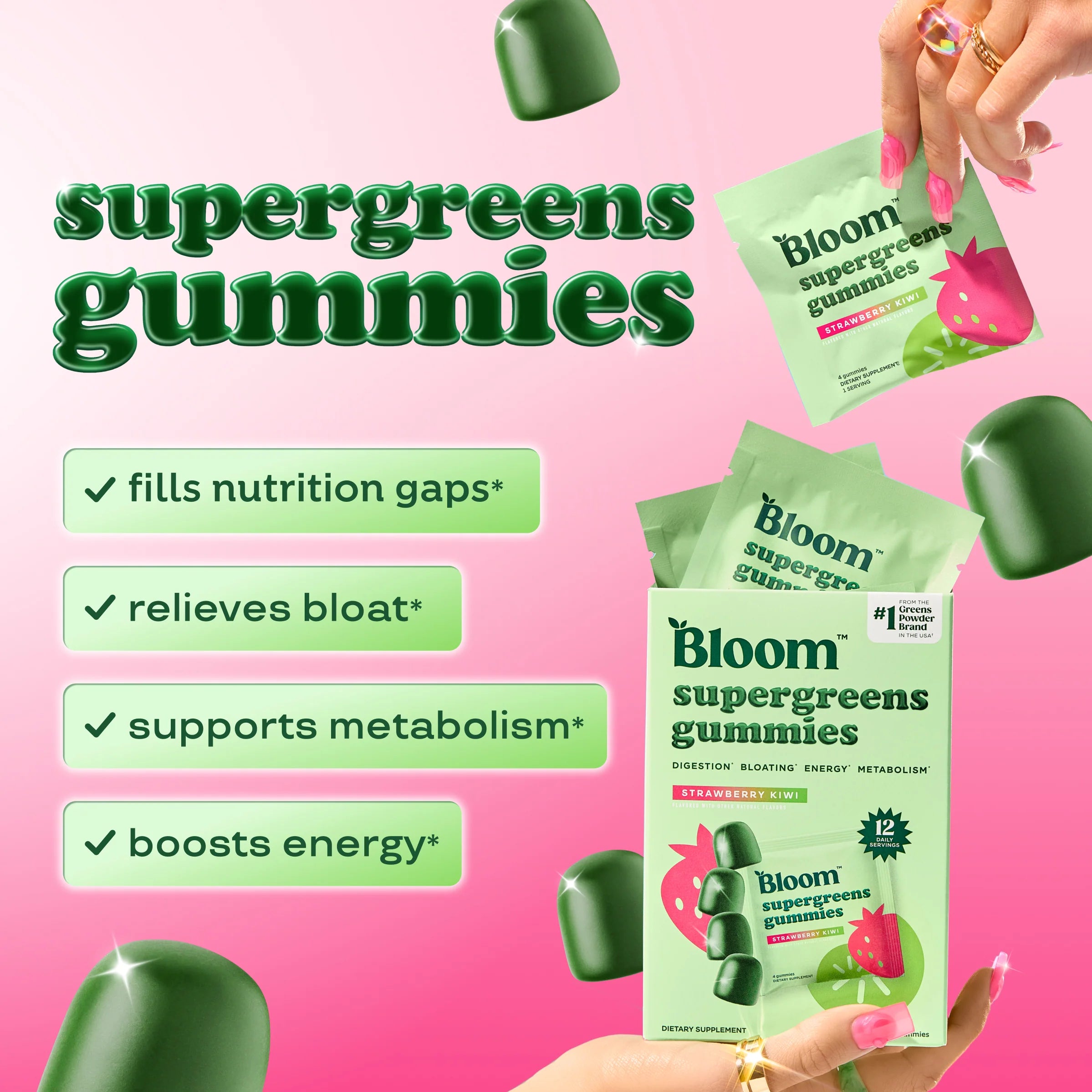 Bloom Nutrition - Greens & Superfoods Gummies - 12 servings