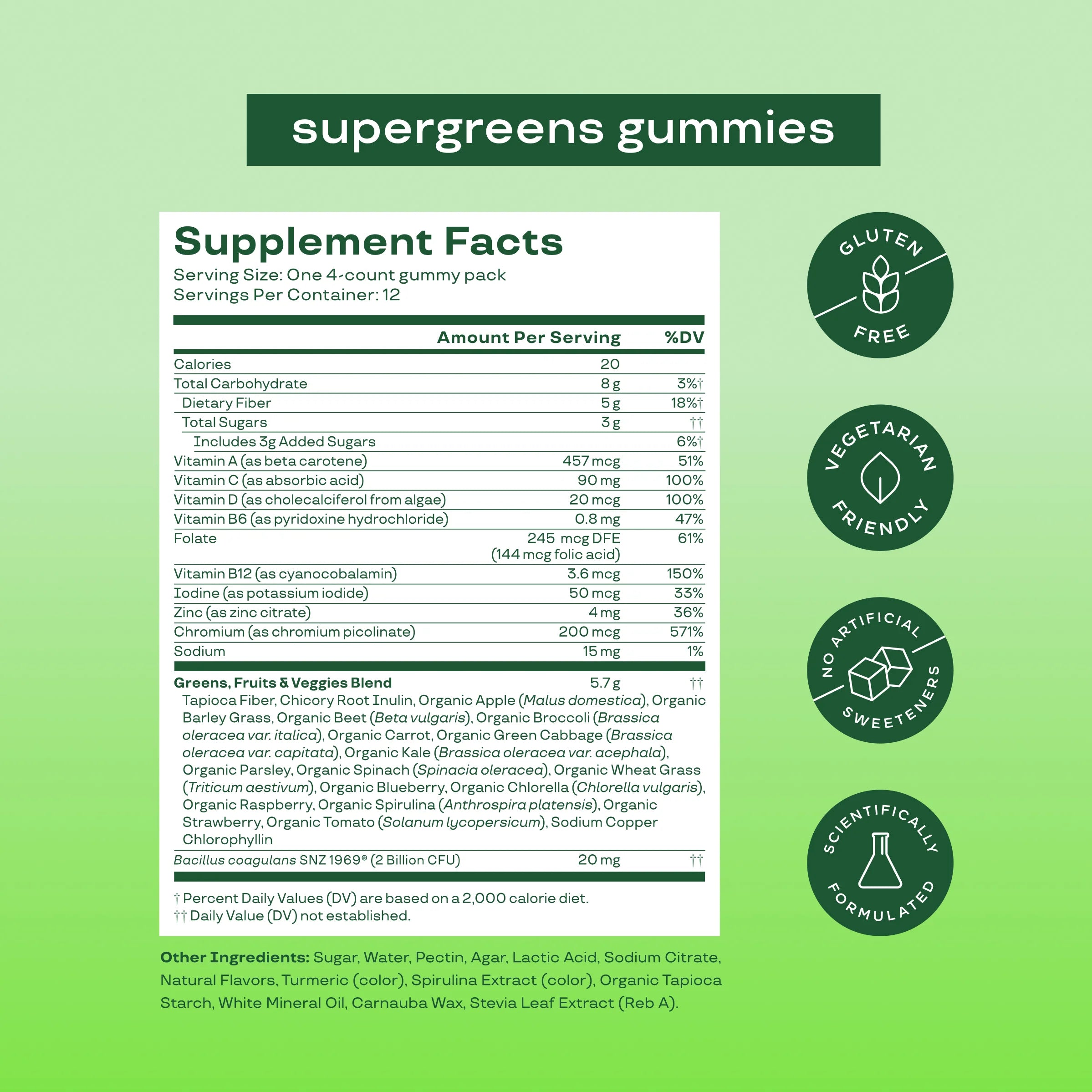 Bloom Nutrition - Greens & Superfoods Gummies - 12 servings